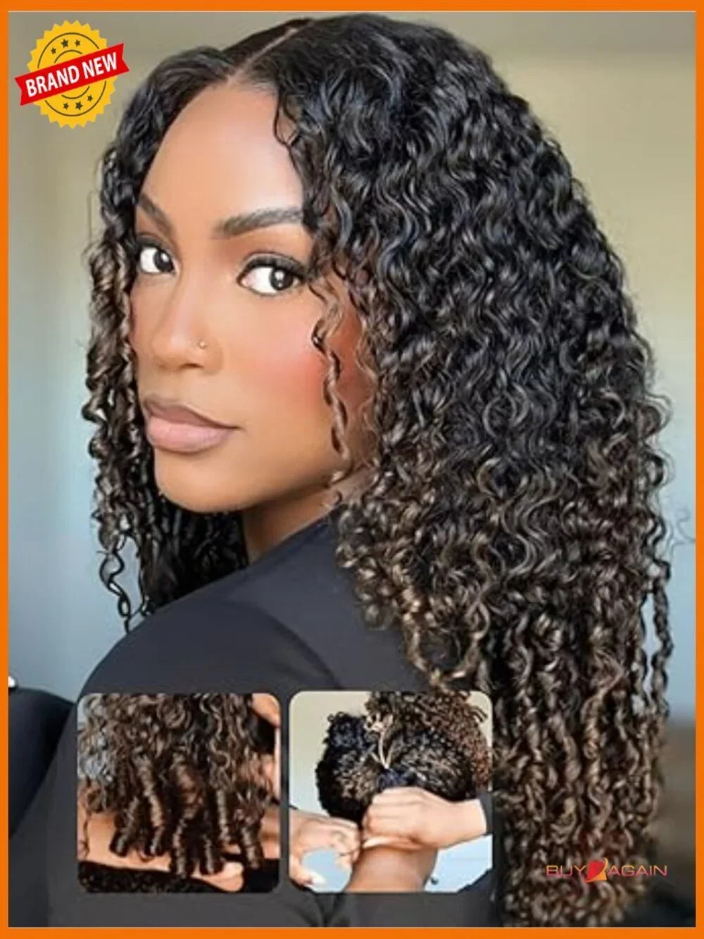 Glueless 7x5 Lace Front Human Hair Wig with Finger Coil Curls